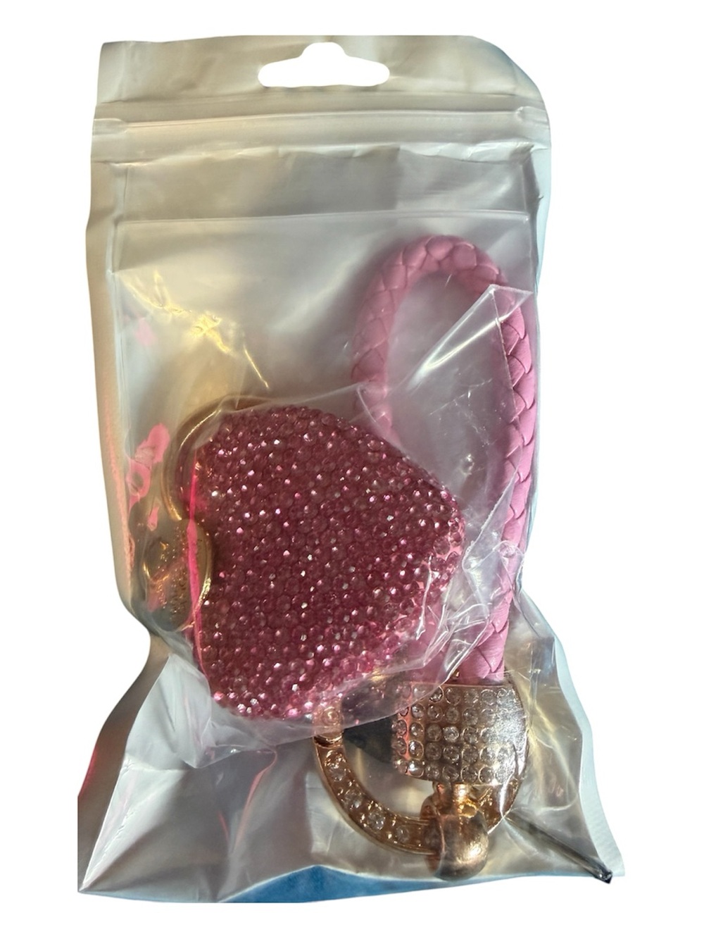 Pink Crystal Heart Keychain Wristlet